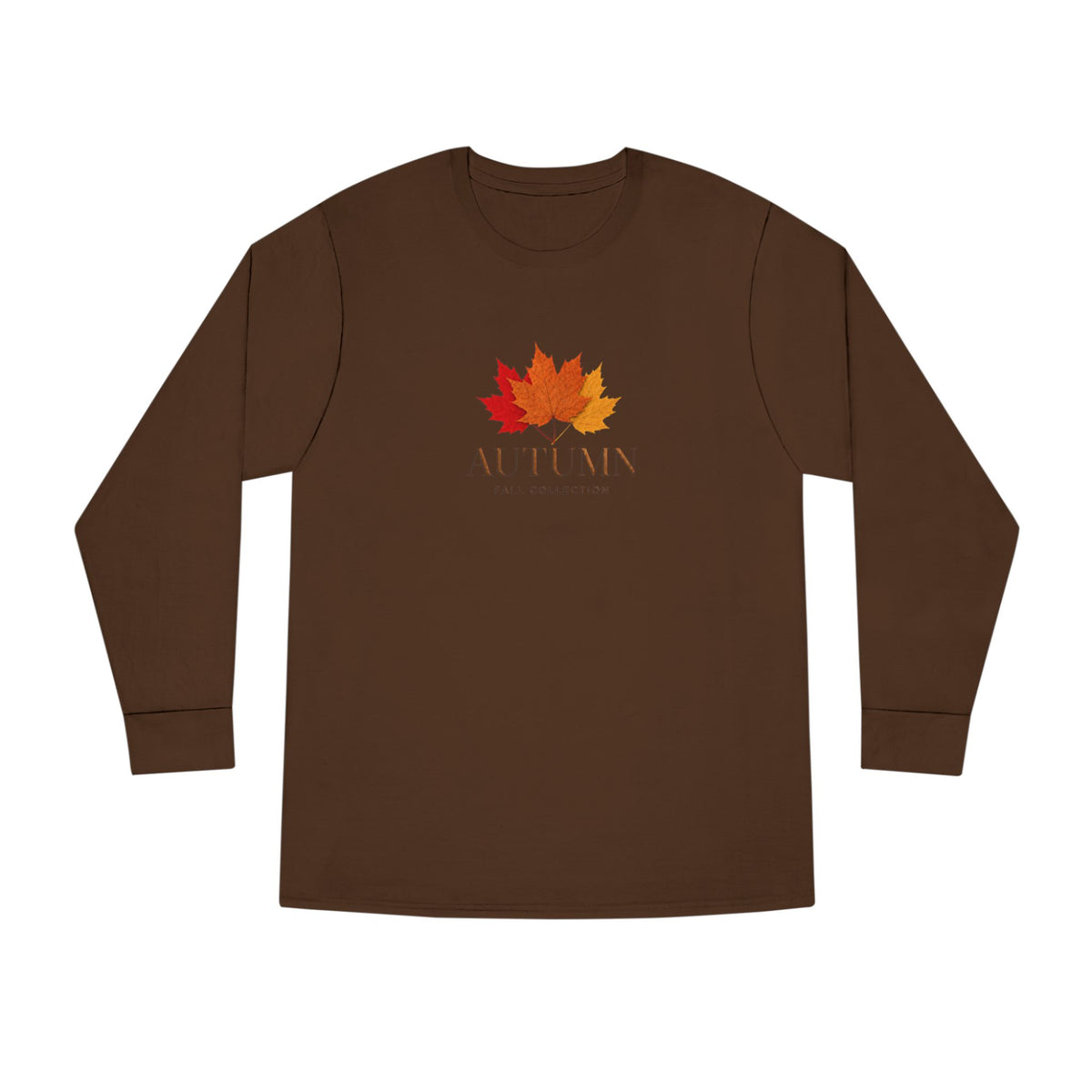Autumn Leaves Long Sleeve Tee — 'AUTUMN' Maple Graphic Cozy Fall Shirt