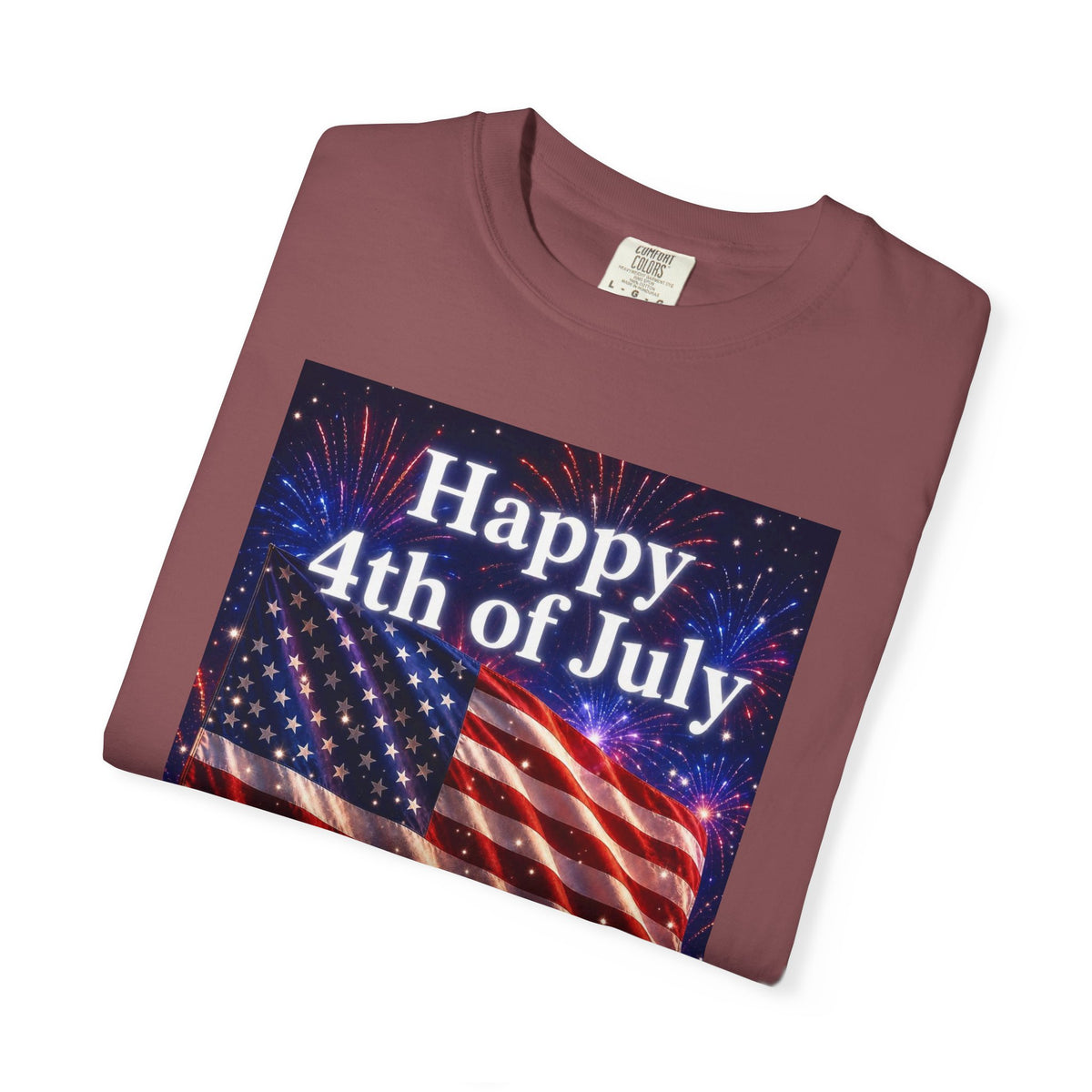 4th of July Flag T-Shirt — "Happy 4th of July" Front & America Flag Back