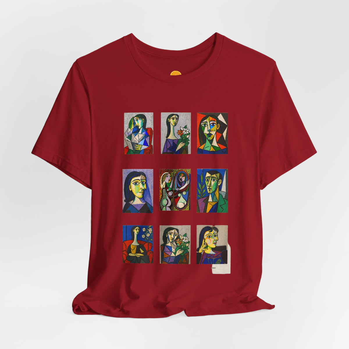 Picasso Portrait Grid T‑Shirt — Colorful Cubist Faces Art Tee