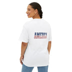 American Flag Poppy Tee Shirt -Unisex Oversized Boxy Tee
