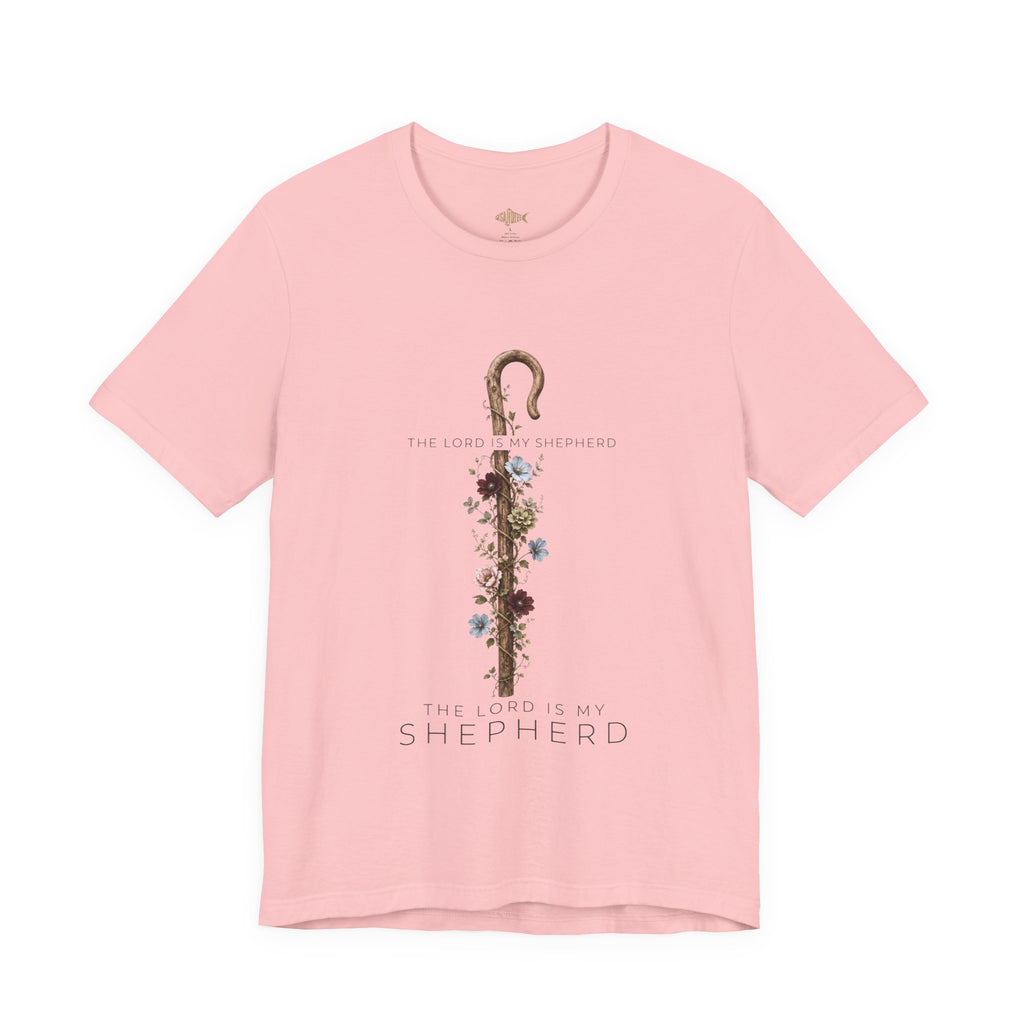 Shepherd Floral Staff T‑Shirt — 'The Lord Is My Shepherd' Faith Tee