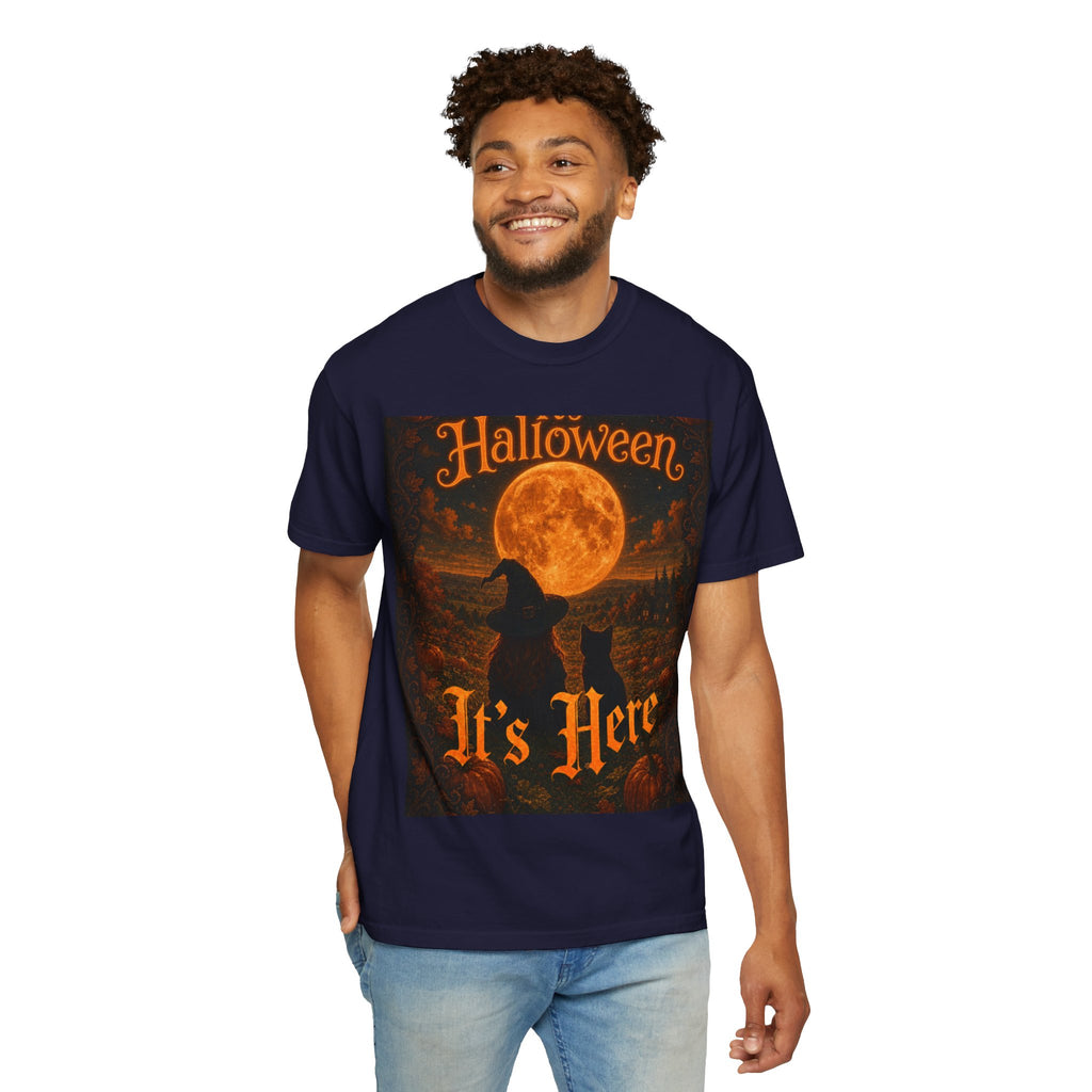 Halloween T-Shirt — "Halloween It's Here" & Jack-O'-Lantern Pumpkin Graphic