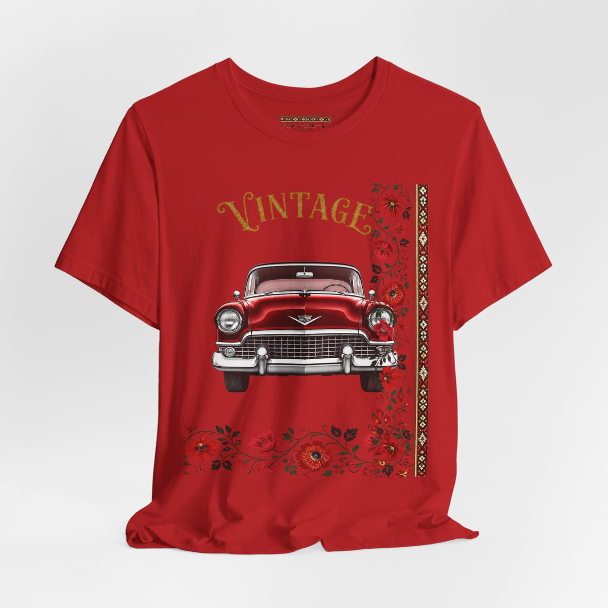 Vintage Classic Car Floral Graphic T-Shirt