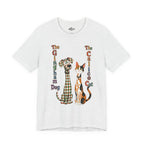 Gingham Dog & Calico Cat Tee — Plaid Pet Illustration T-Shirt