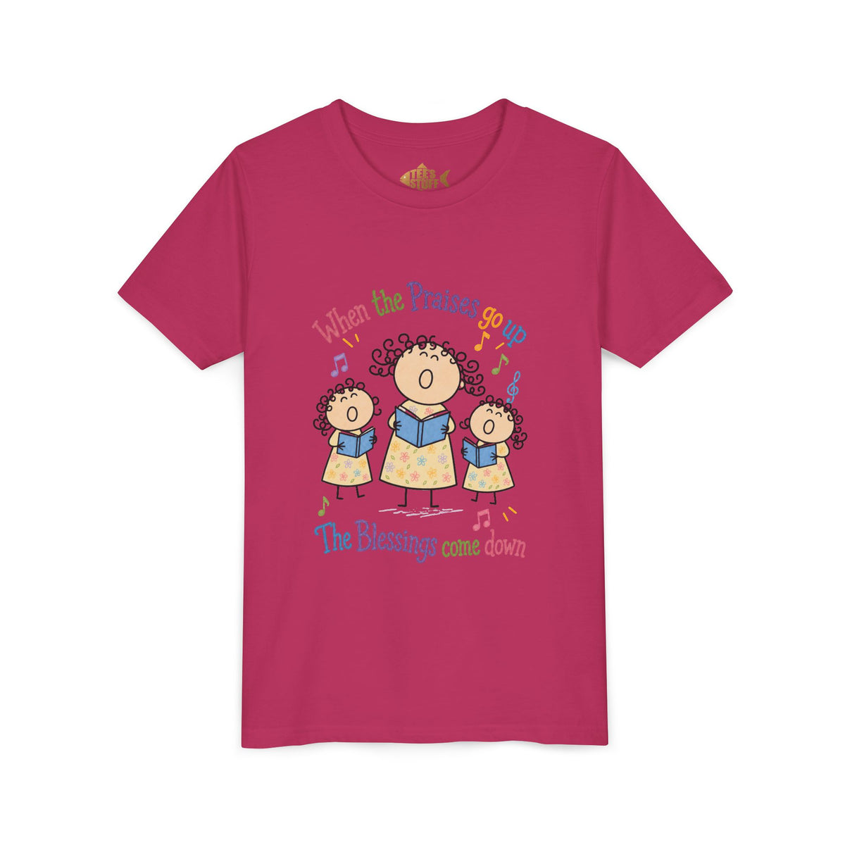 Youth Tee - 'When the Praises Go Up, The Blessings Come Down' Kids Choir Graphic