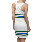 Racerback Stripe Dress — Green & Blue Athletic-Inspired Tank Dress