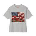 American Flag Poppy Tee Shirt -Unisex Oversized Boxy Tee
