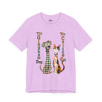 Gingham Dog & Calico Cat Tee — Plaid Pet Illustration T-Shirt