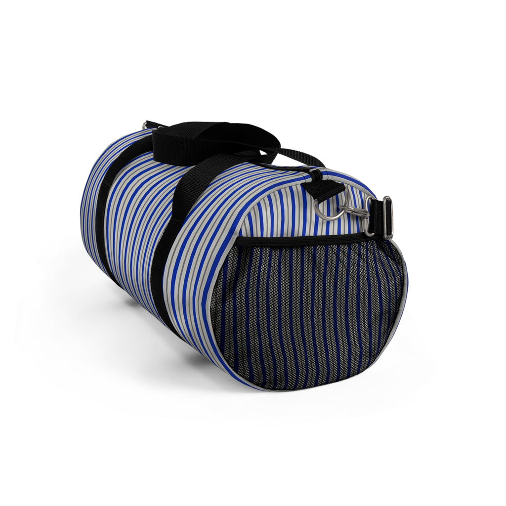 Striped Blue Travel Duffel Bag – Lightweight Beach & Gym Weekender