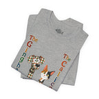 Gingham Dog & Calico Cat Tee — Plaid Pet Illustration T-Shirt