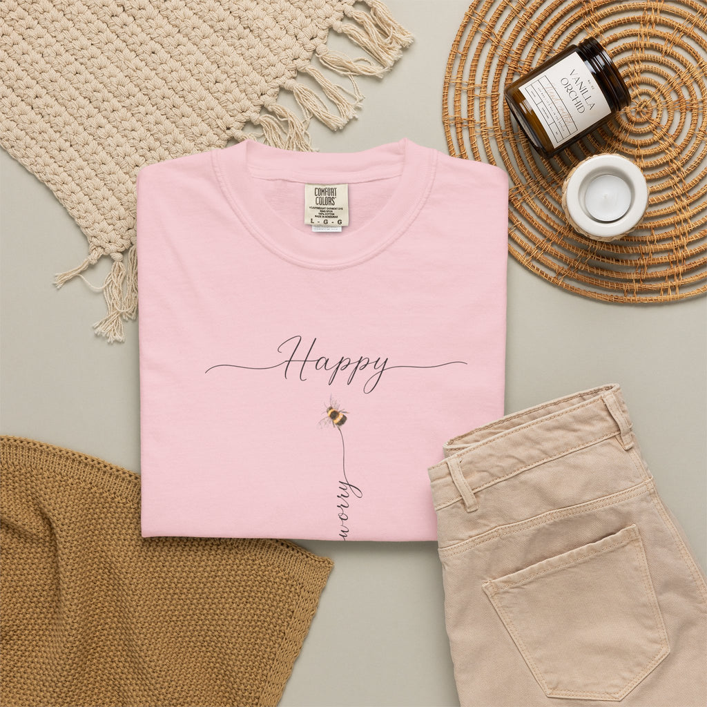 Don't Worry Bee Happy Tee -Unisex Garment-Dyed T-shirt