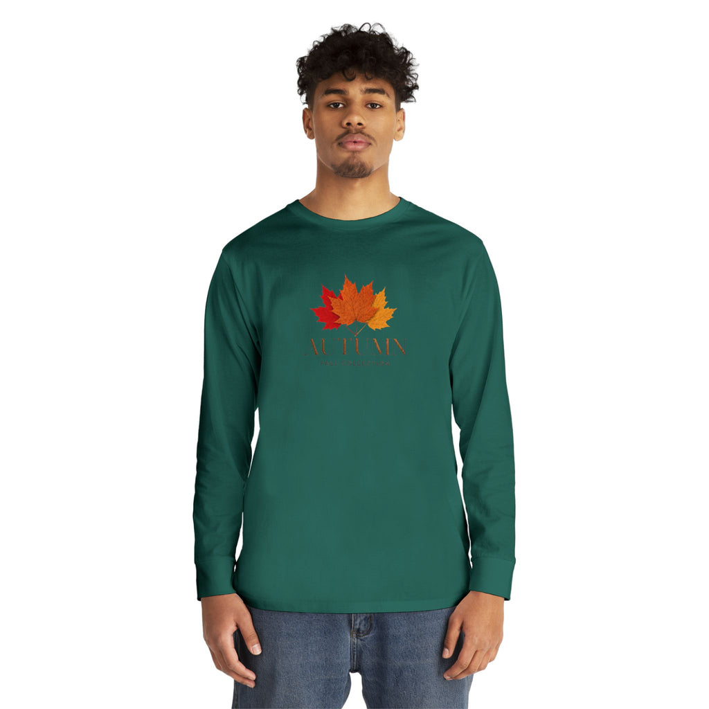 Autumn Leaves Long Sleeve Tee — 'AUTUMN' Maple Graphic Cozy Fall Shirt