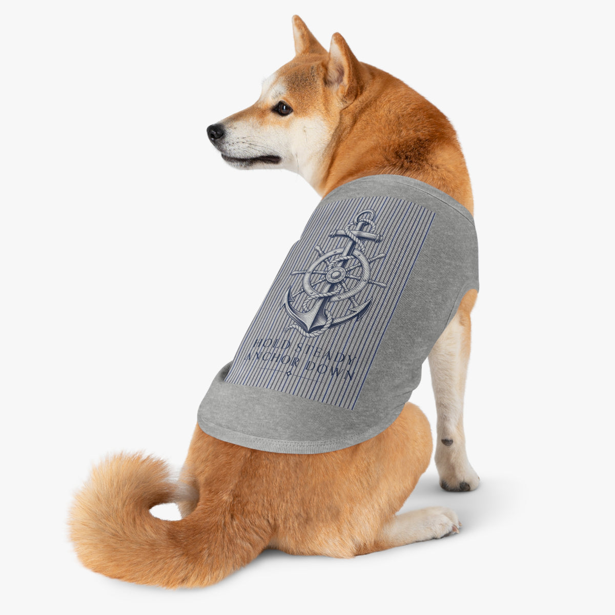 Nautical Anchor Pet Tank Top – "Hold Steady Anchor Down" Dog Shirt