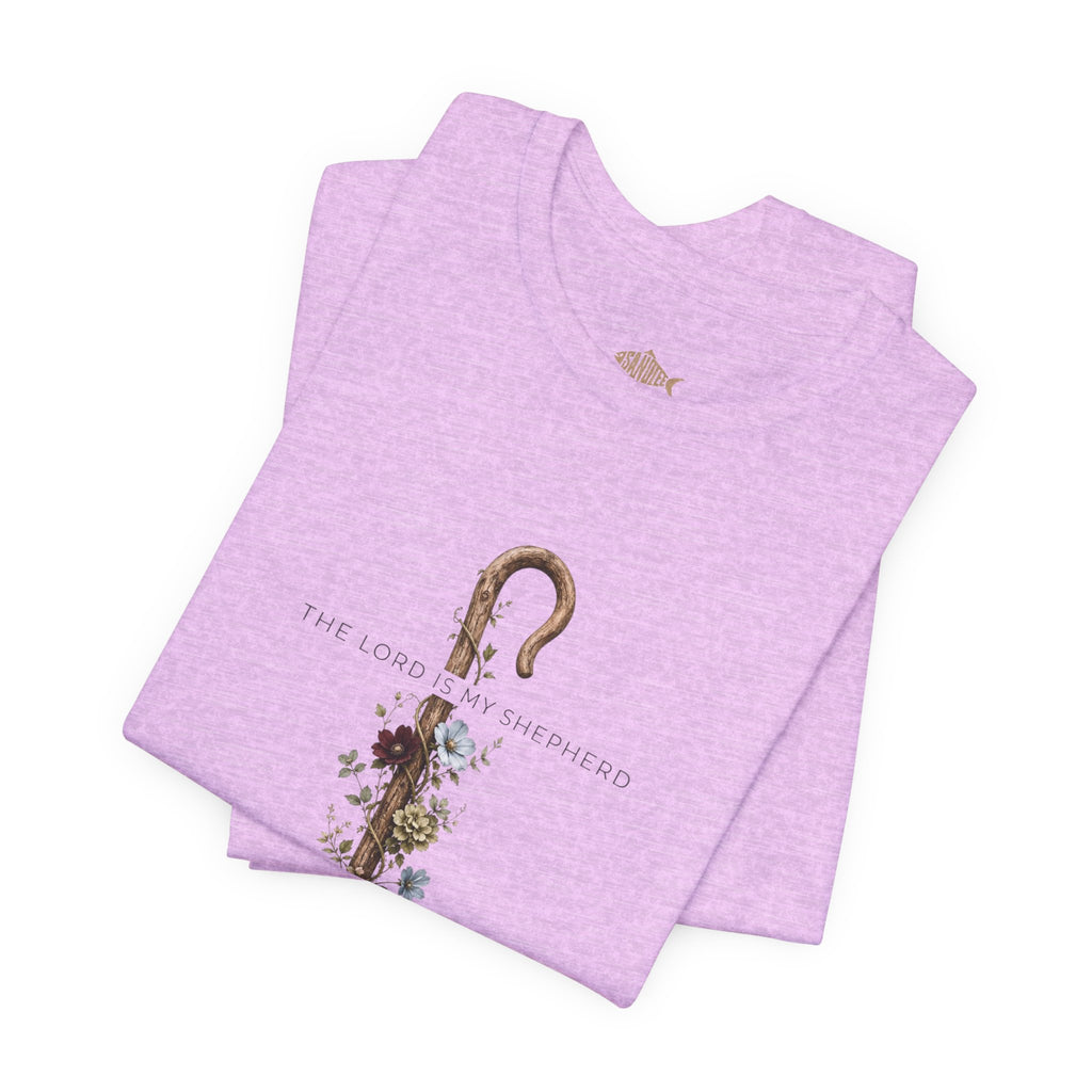 Shepherd Floral Staff T‑Shirt — 'The Lord Is My Shepherd' Faith Tee