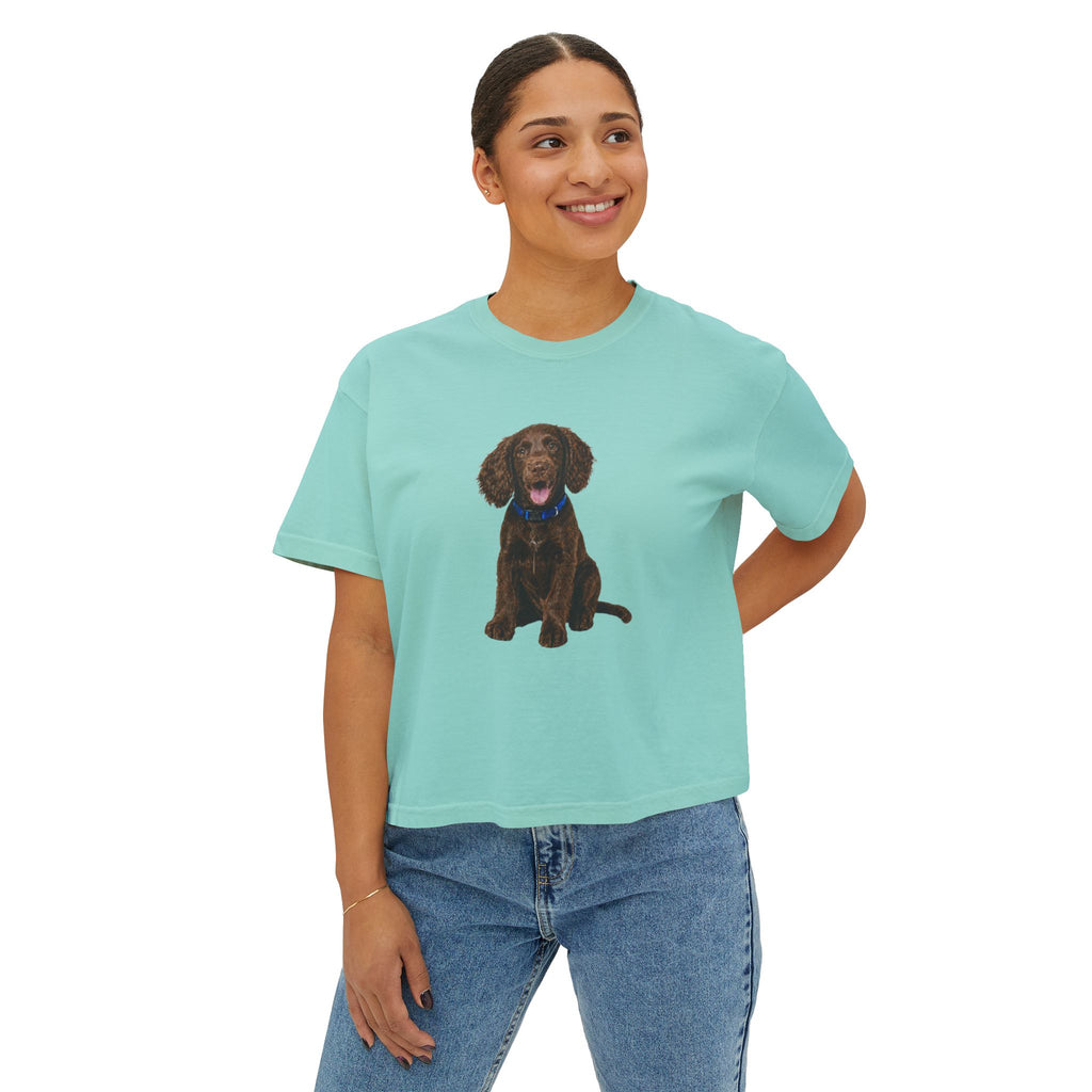 Women's Boxy Tee — Brown Spaniel Dog Graphic T‑Shirt