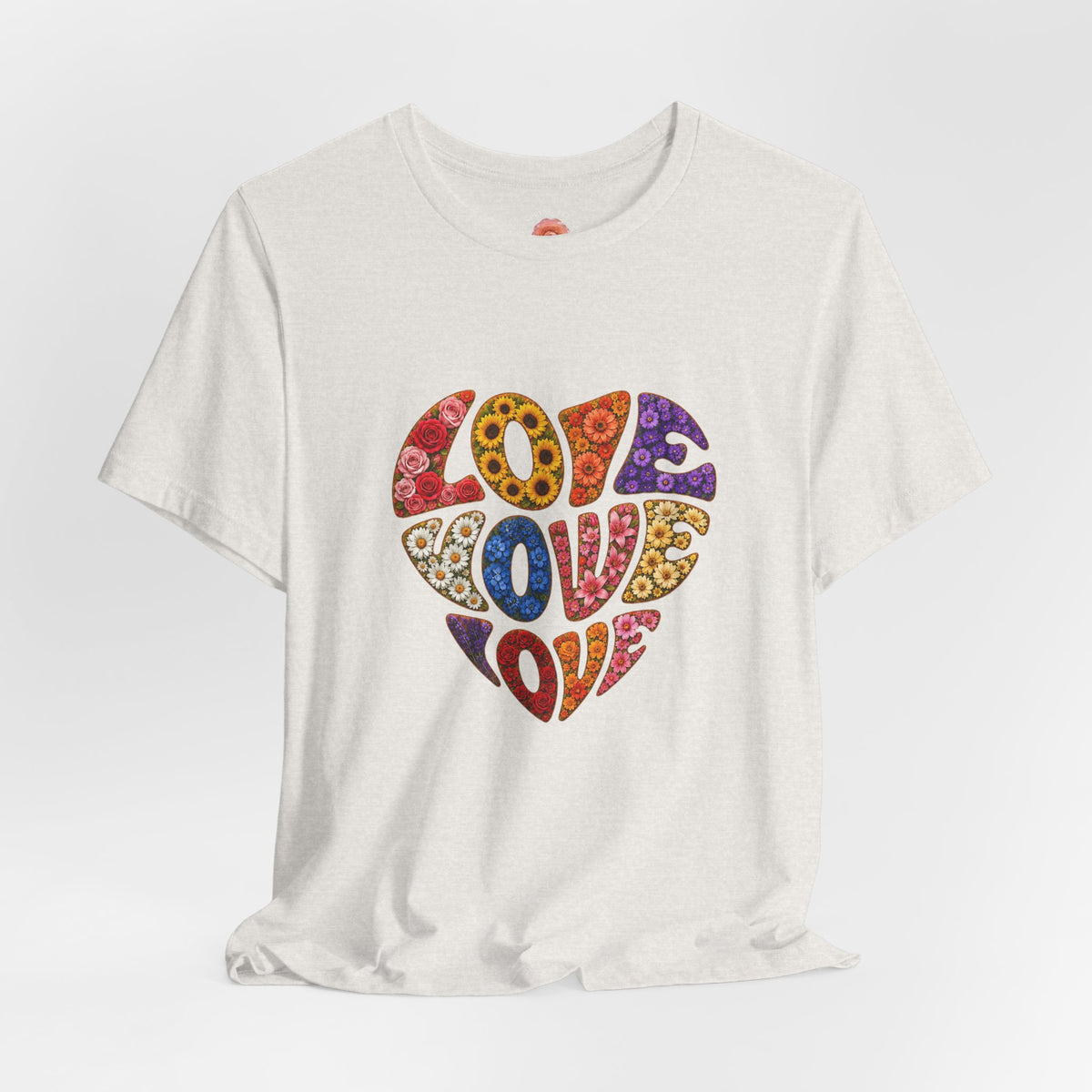 Love Heart Graphic Tee — Retro Psychedelic 'Love' Design