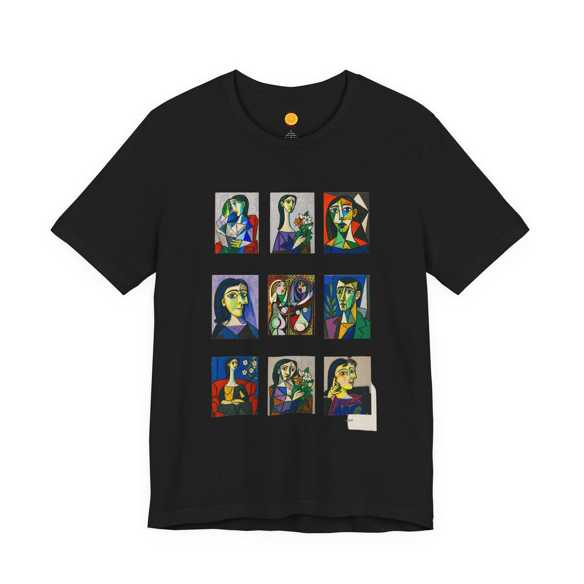 Picasso Portrait Grid T‑Shirt — Colorful Cubist Faces Art Tee