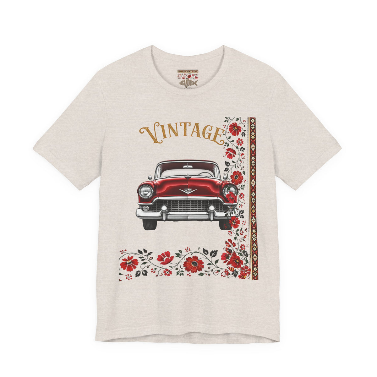 Vintage Classic Car Floral Graphic T-Shirt