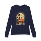 Kids' Halloween Long Sleeve Tee — 'Trick or Treat' Black Cat & Pumpkin Design