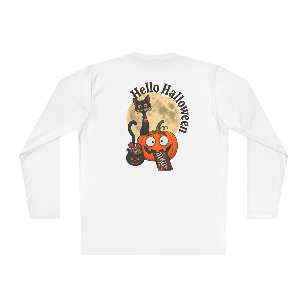 Halloween Pumpkin & Black Cat Long Sleeve Tee — "Trick or Treat / Hello Halloween"