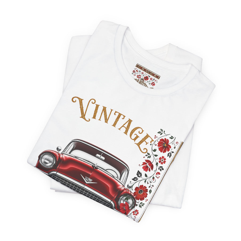 Vintage Classic Car Floral Graphic T-Shirt