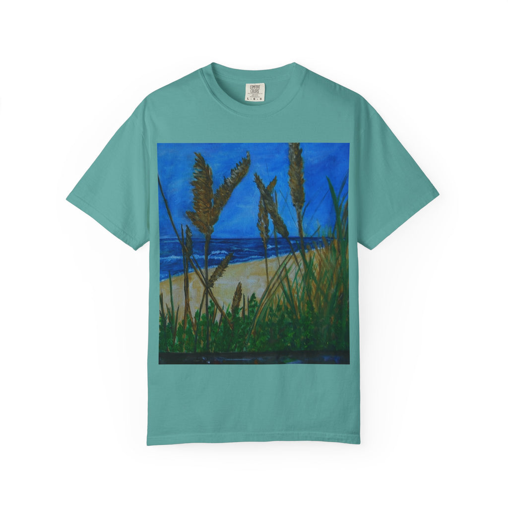 Beach Dune Art T-Shirt — Coastal Sea Oats Graphic Tee Original art by Doulton