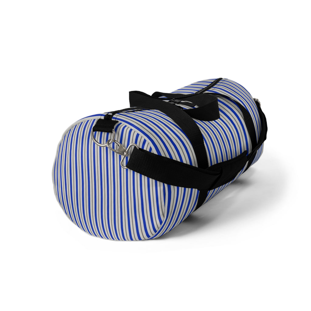 Striped Blue Travel Duffel Bag – Lightweight Beach & Gym Weekender