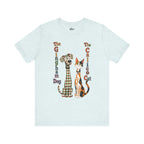 Gingham Dog & Calico Cat Tee — Plaid Pet Illustration T-Shirt