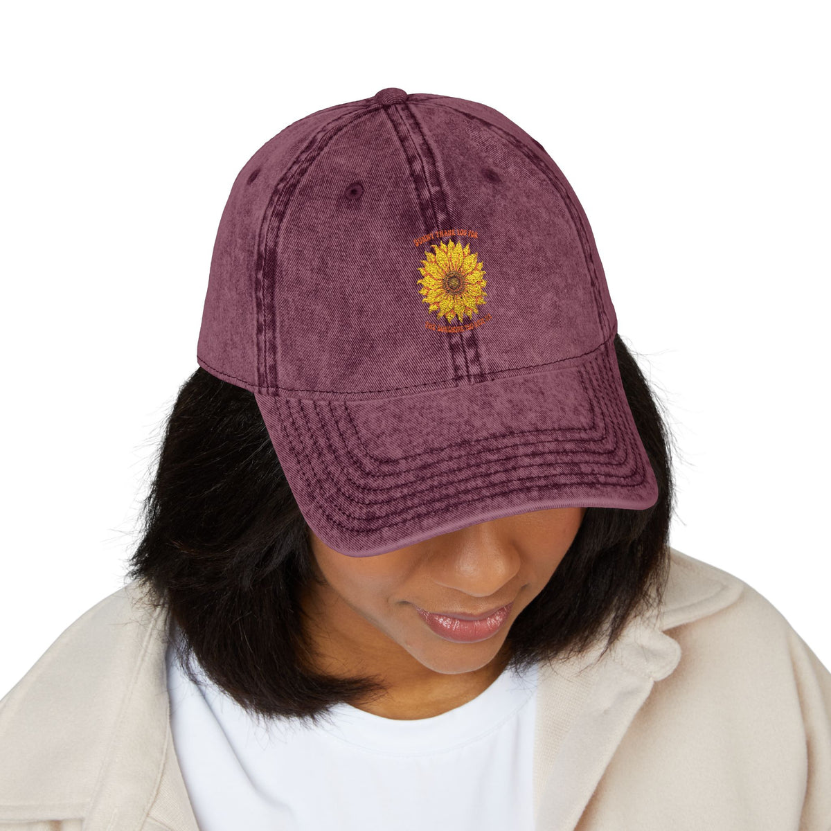 Sunflower Embroidered Vintage Cap