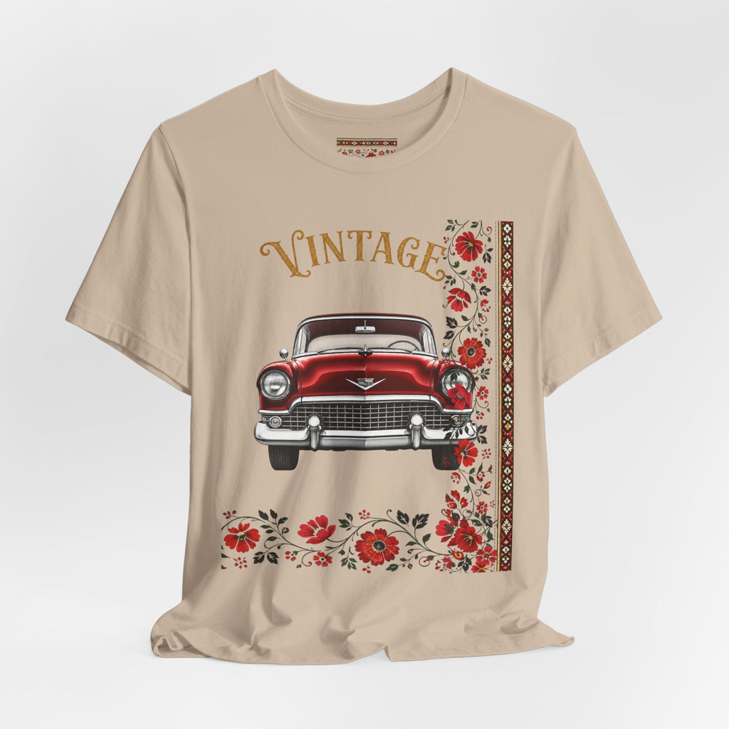 Vintage Classic Car Floral Graphic T-Shirt