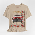 Vintage Classic Car Floral Graphic T-Shirt