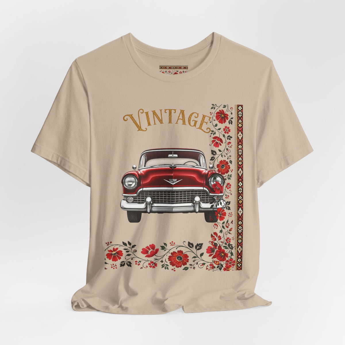 Vintage Classic Car Floral Graphic T-Shirt