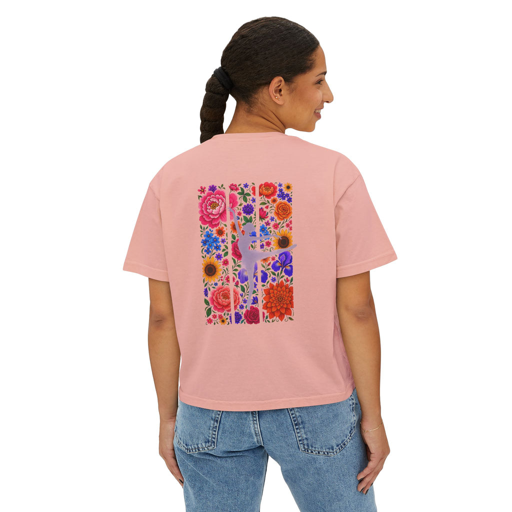 Floral Ballet Dancer Tee | Boxy Crop Shirt