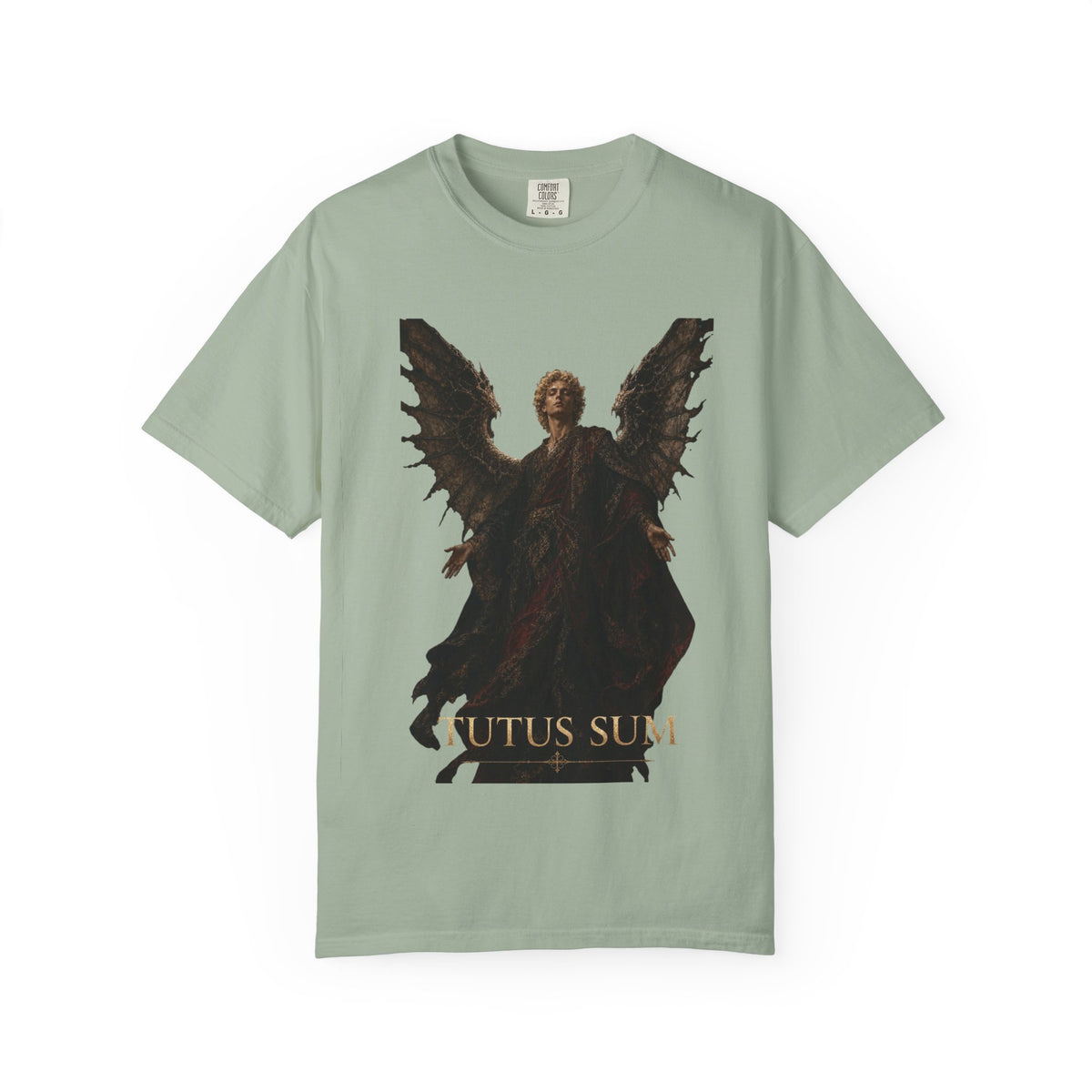 Guardian Angel -Faith- Graphic T‑Shirt — 'Tutus Sum' Cross Tee