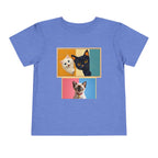 Toddler Cat Portrait Tee — Color Block Kittens Short Sleeve