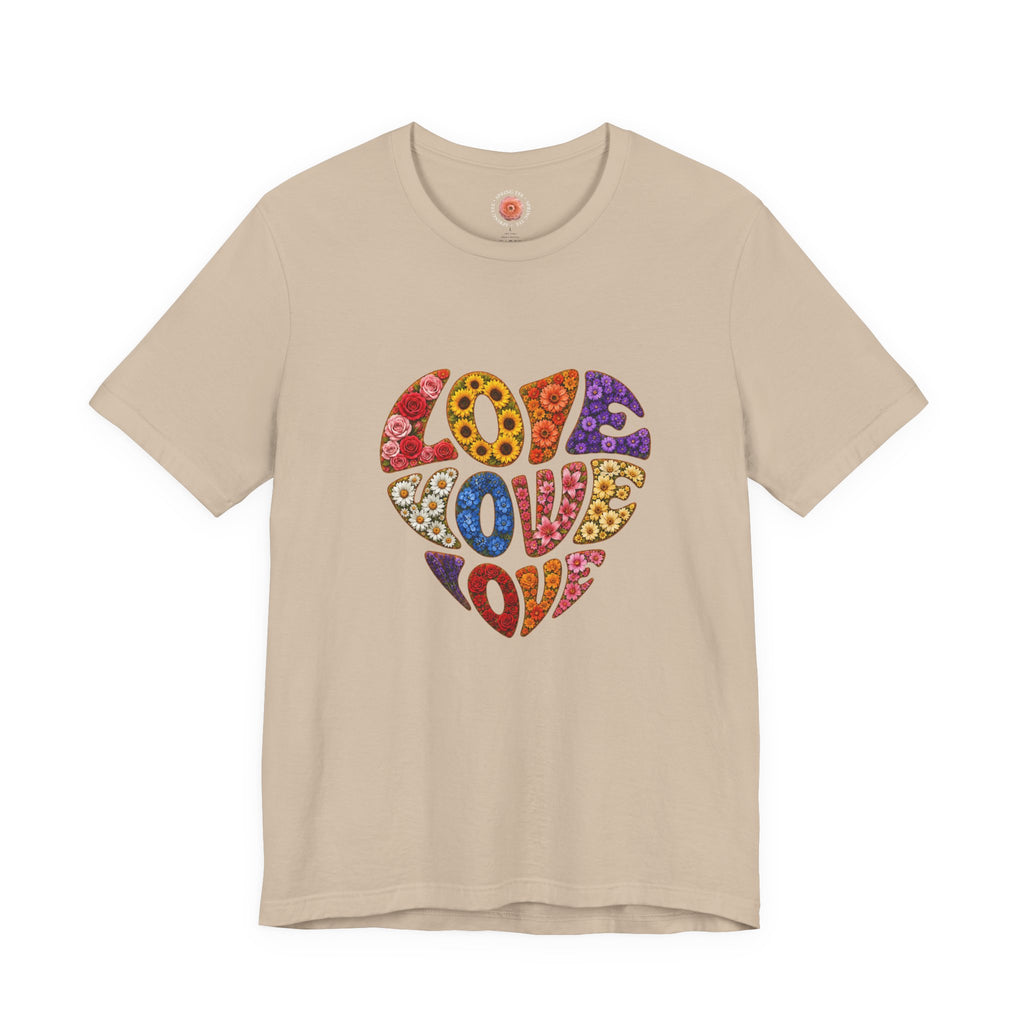 Love Heart Graphic Tee — Retro Floral "Love" Design