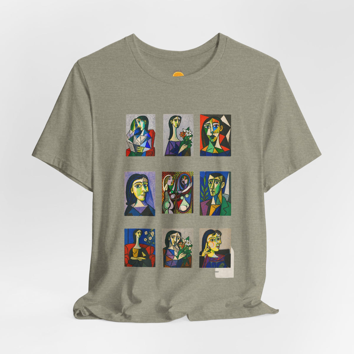 Picasso Portrait Grid T‑Shirt — Colorful Cubist Faces Art Tee