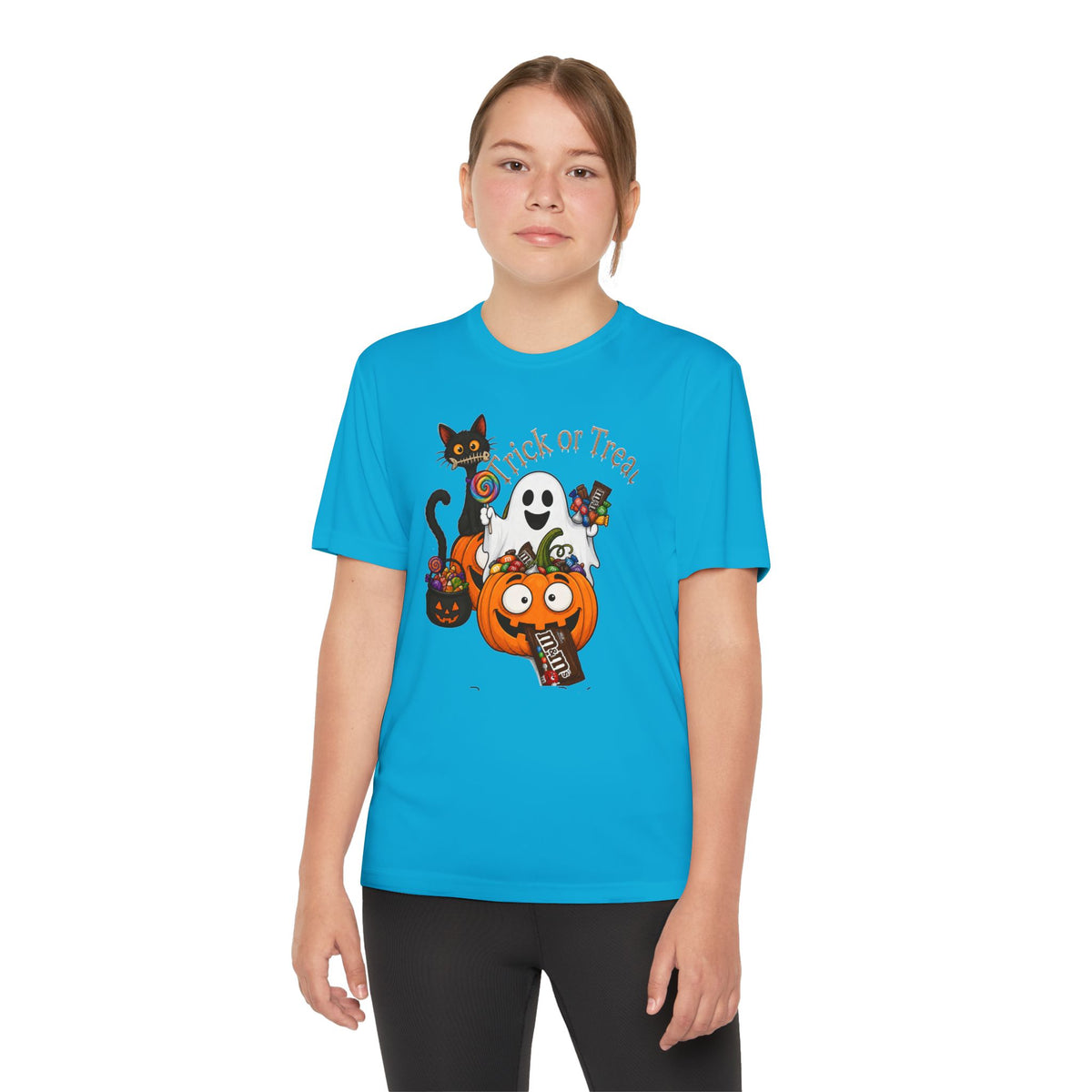 Kids Halloween Trick or Treat T-Shirt — Cute Pumpkin, Ghost & Black Cat Design