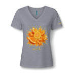 Orange Slice Splash T-Shirt | Citrus Fruit V-Neck Tee