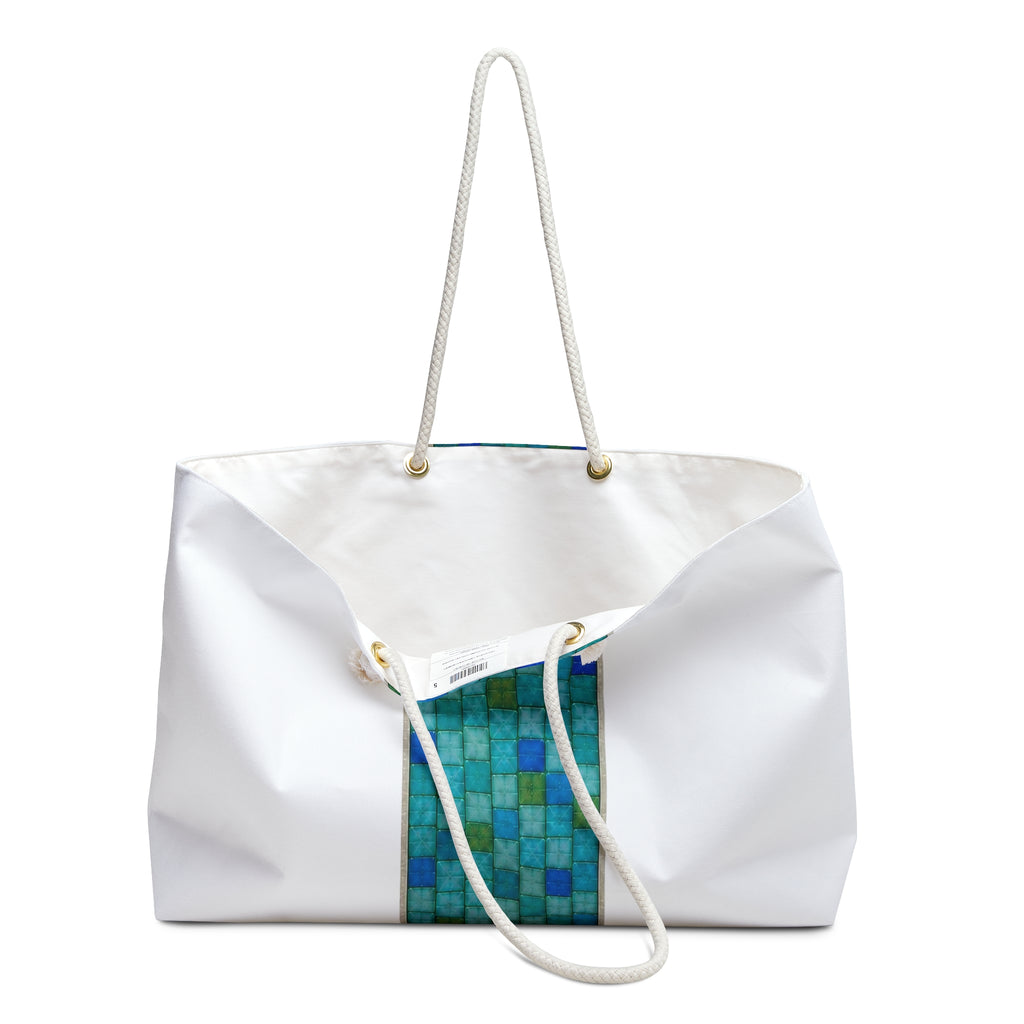 Blue Mosaic Weekender Bag – Nautical Tile Travel Tote
