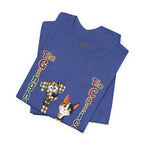 Gingham Dog & Calico Cat Tee — Plaid Pet Illustration T-Shirt
