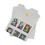 Picasso Portrait Grid T‑Shirt — Colorful Cubist Faces Art Tee