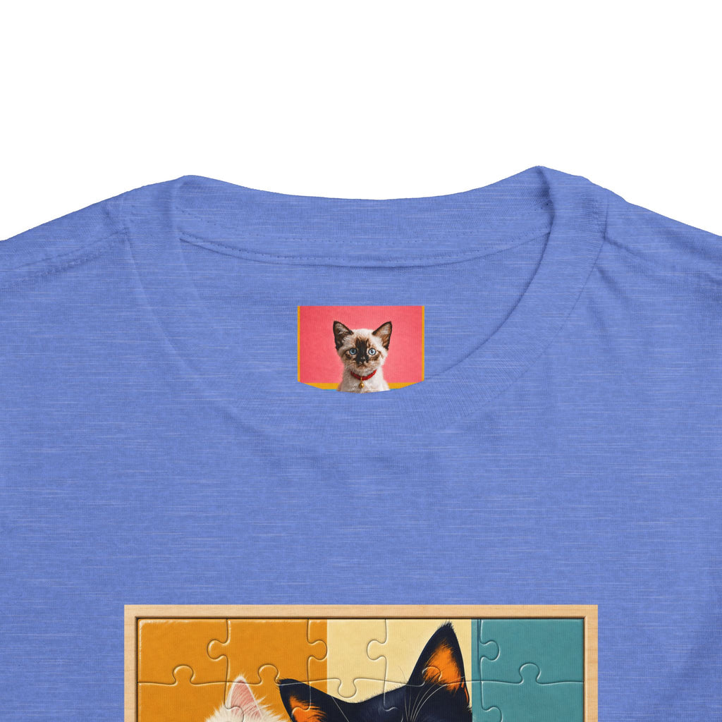 Toddler Cat Puzzle Tee — "Puzzle Me" Short Sleeve Kids Shirt