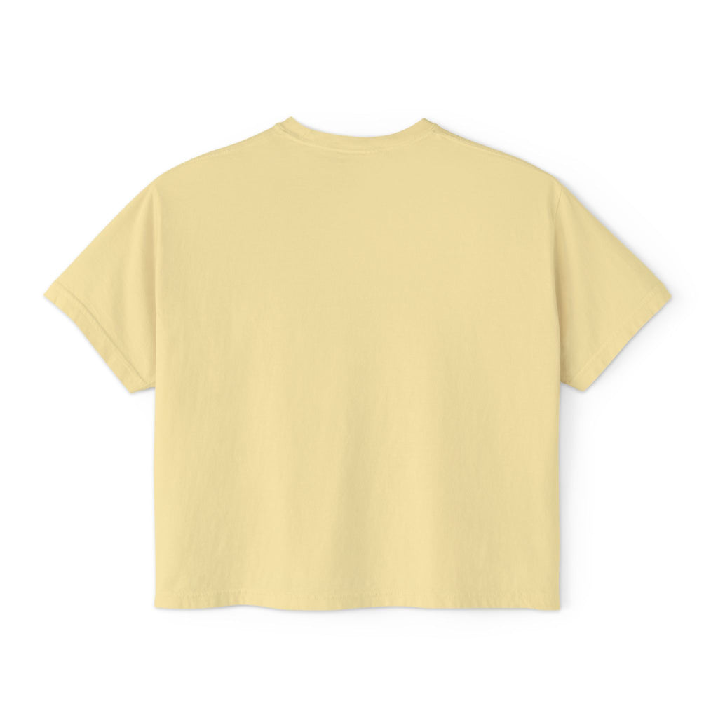 Women's Boxy Tee — Colorful Pop Art Faces Graphic Cropped T‑Shirt