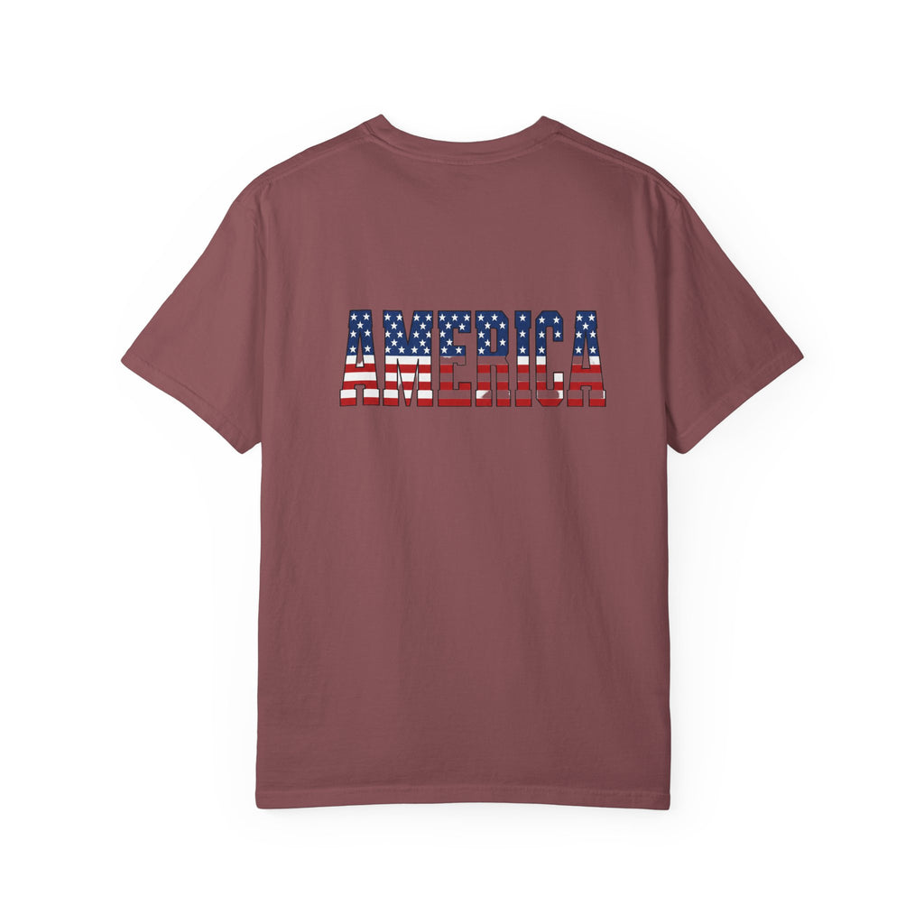 4th of July Flag T-Shirt — "Happy 4th of July" Front & America Flag Back