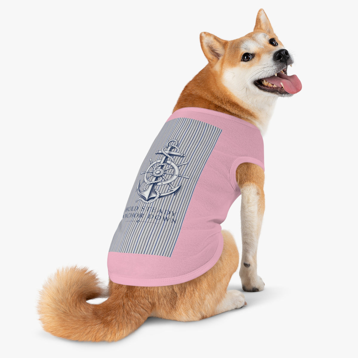 Nautical Anchor Pet Tank Top – "Hold Steady Anchor Down" Dog Shirt