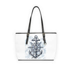 Anchor Compass Shoulder Bag — "Hold Steady Anchor Down" Nautical PU Leather Tote