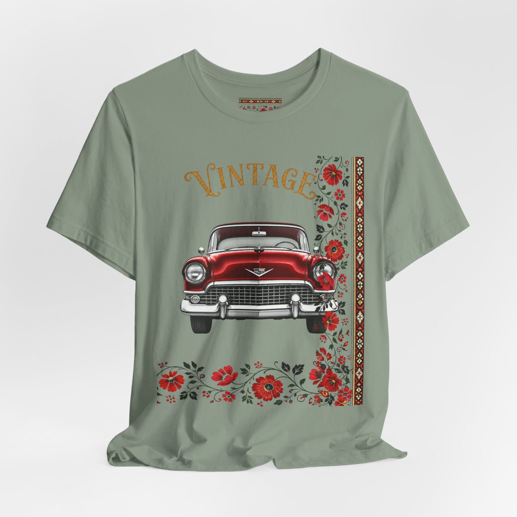 Vintage Classic Car Floral Graphic T-Shirt