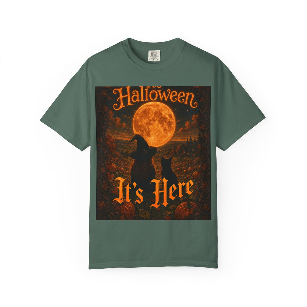 Halloween T-Shirt — "Halloween It's Here" & Jack-O'-Lantern Pumpkin Graphic