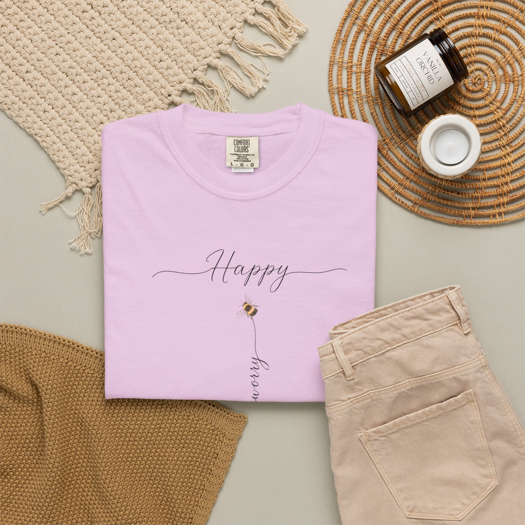 Don't Worry Bee Happy Tee -Unisex Garment-Dyed T-shirt
